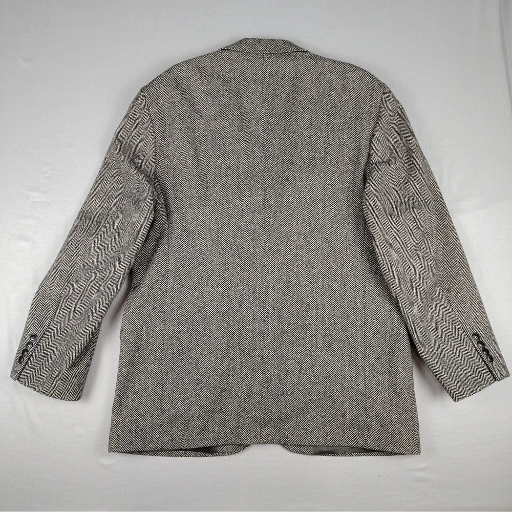 Vintage Gap Blazer Men 44 Gray Herringbone Wool Tweed Sport Coat Made in USA